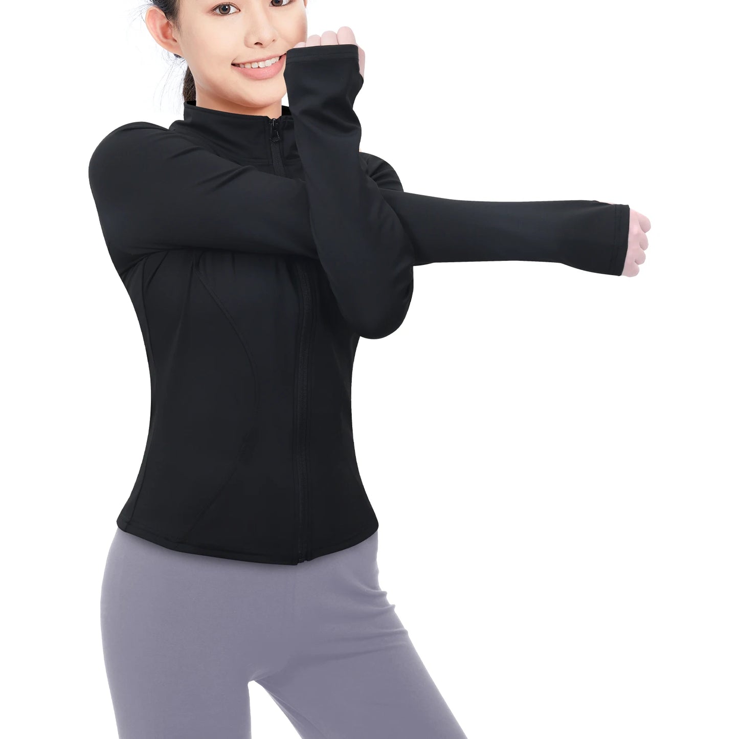 Lara Women's Workout Jacket with Thumb Holes,