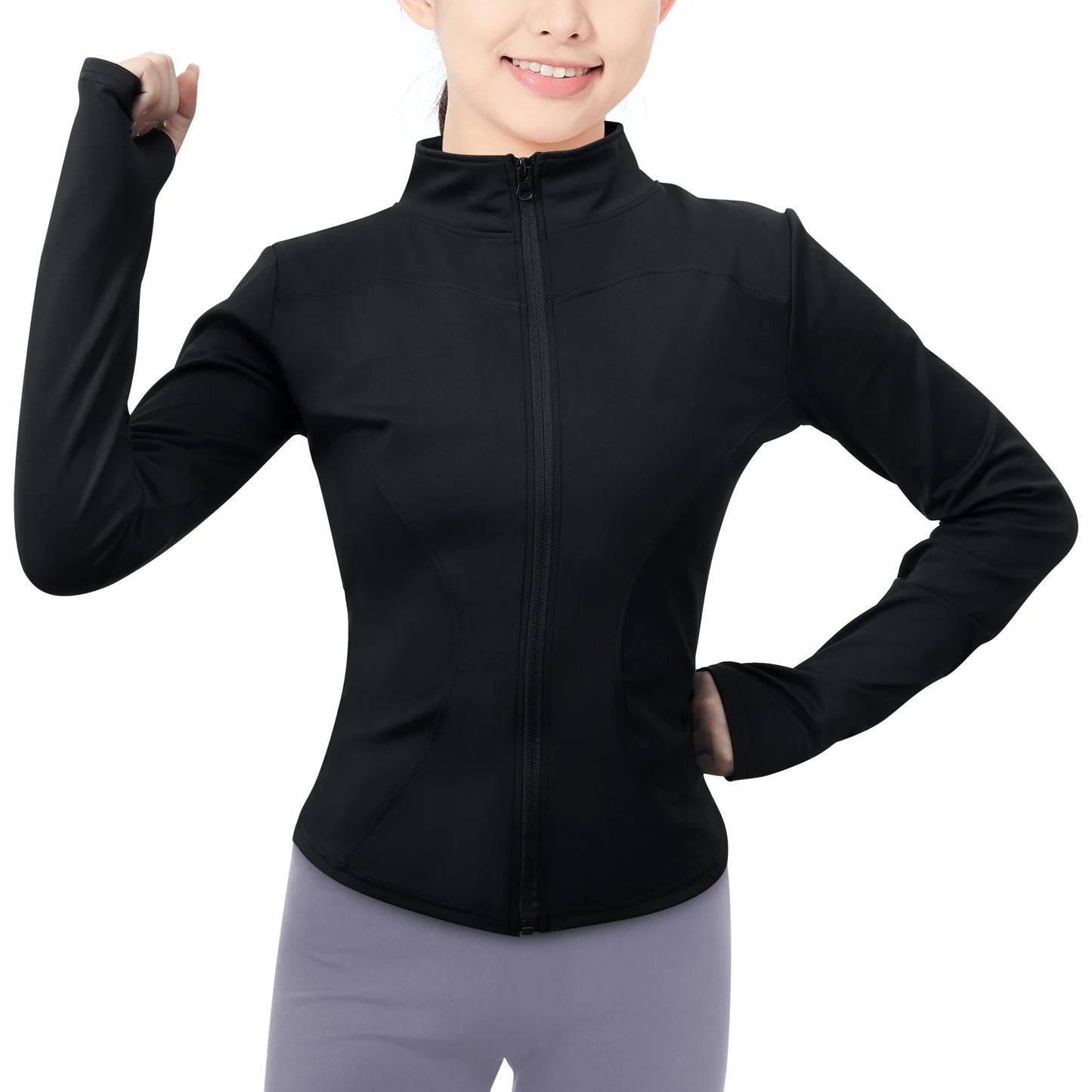 Lara Women's Workout Jacket with Thumb Holes,